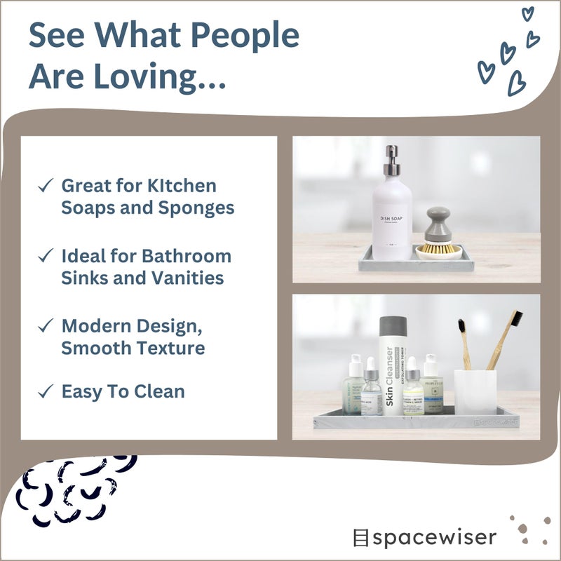 Spacewiser Countertop and Vanity Tray - 2 PC (11  and 7 ) Shatterproof Silicone Kitchen and Bathroom Trays for Counter  Kitchen Soap Dispenser Tray  Vanity Trays for Bathroom  Perfume Key Tray - Image 5